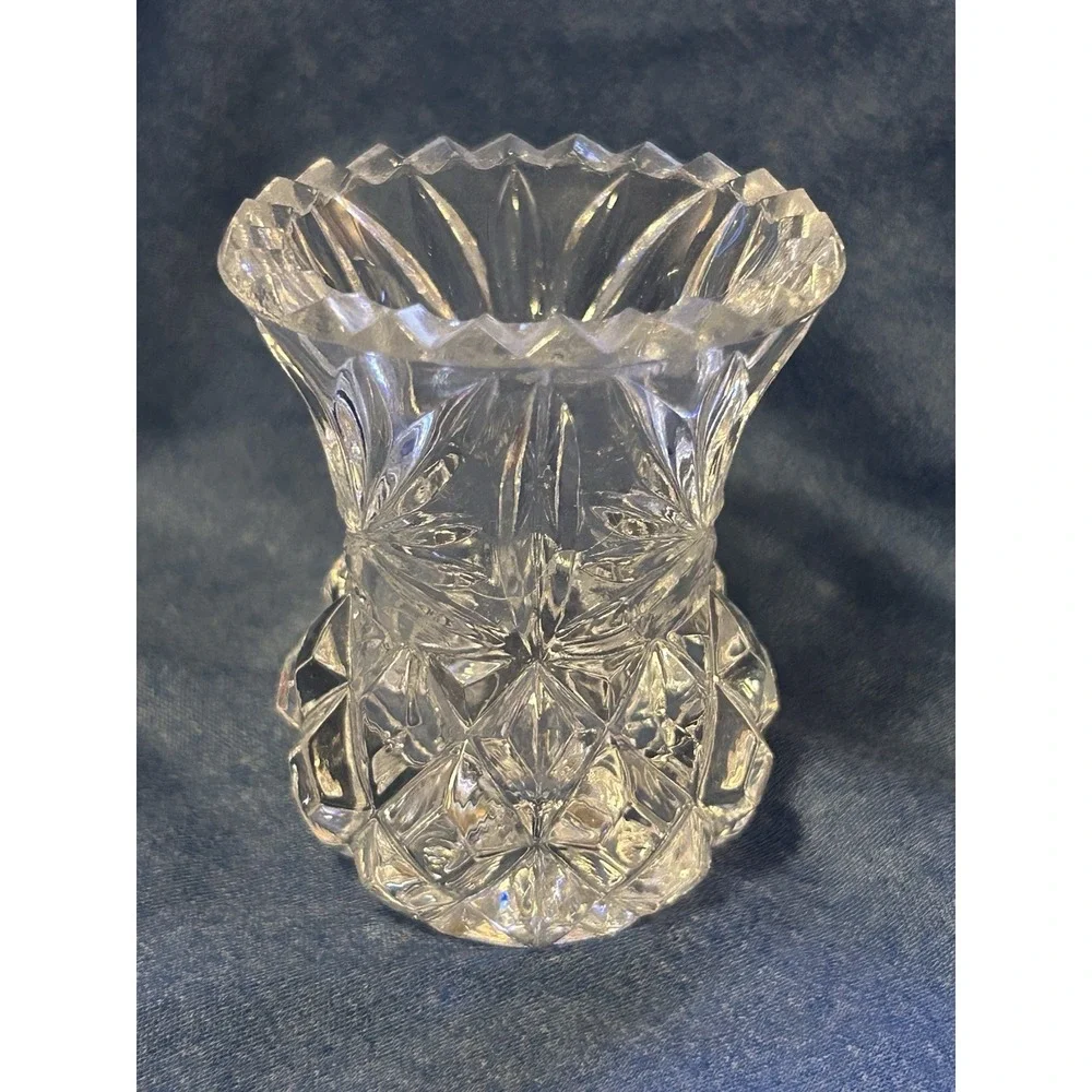 Vintage Mini Glass Bud Vase Beautiful Jagged Rim 2.5